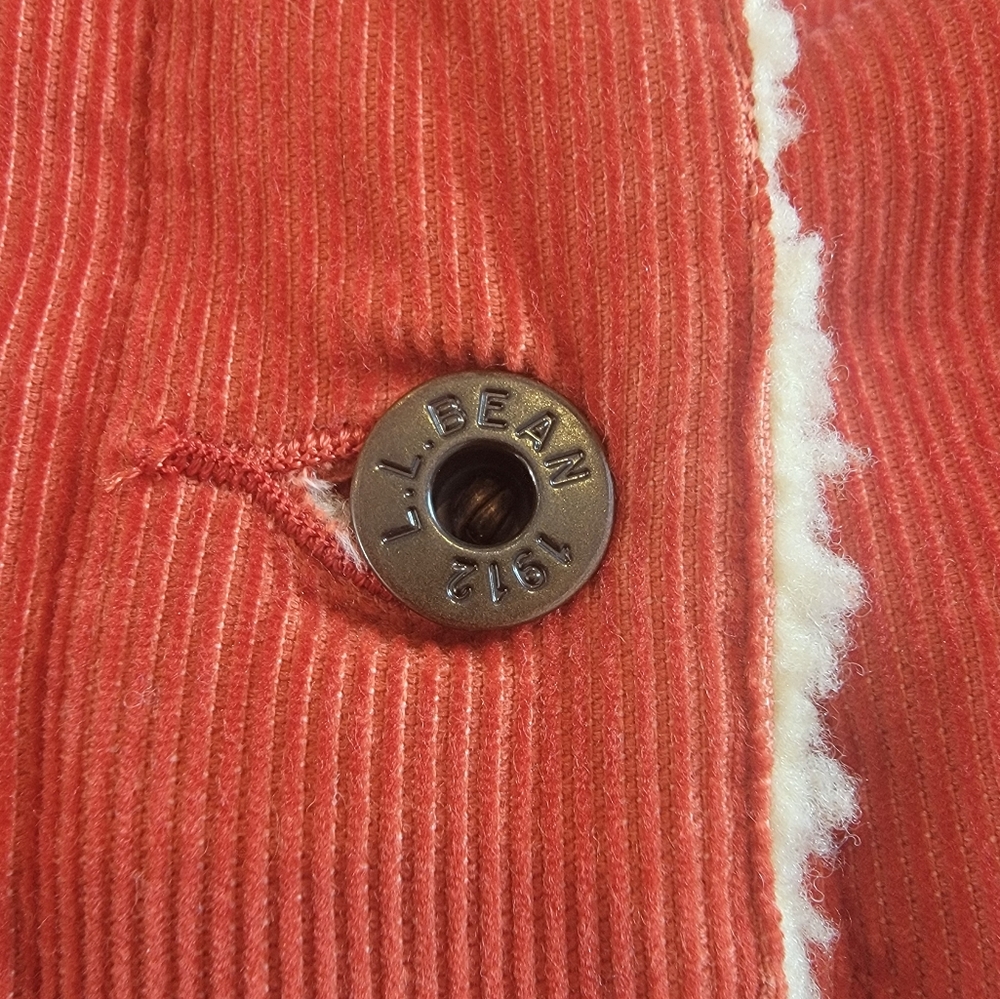 L.L.Bean Vintage Sherpa Lined Corduroy Barn Vest Rust Orange Women’s Medium - Picture 6 of 15